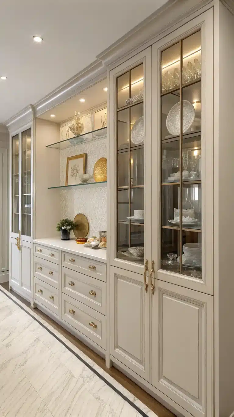 elegant small kitchen cabinets with glass doors