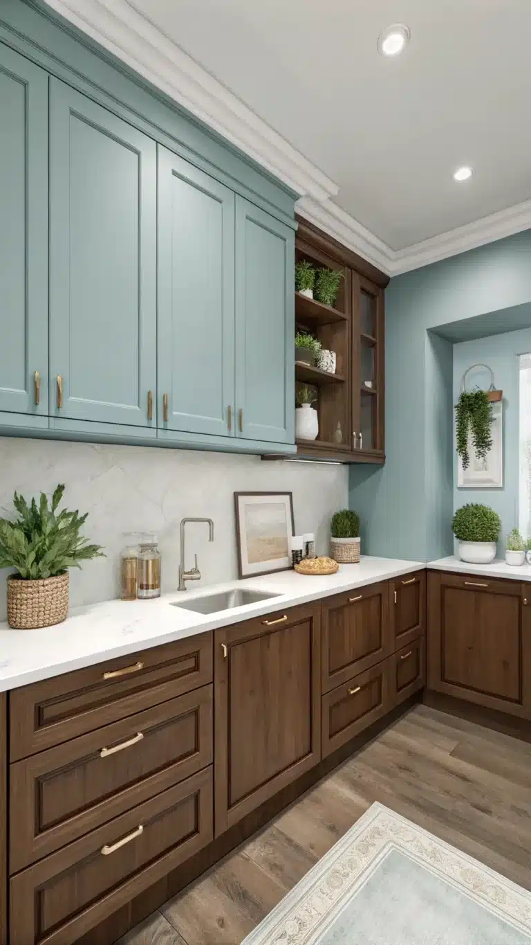 gorgeous small kitchen paint colors with brown cab