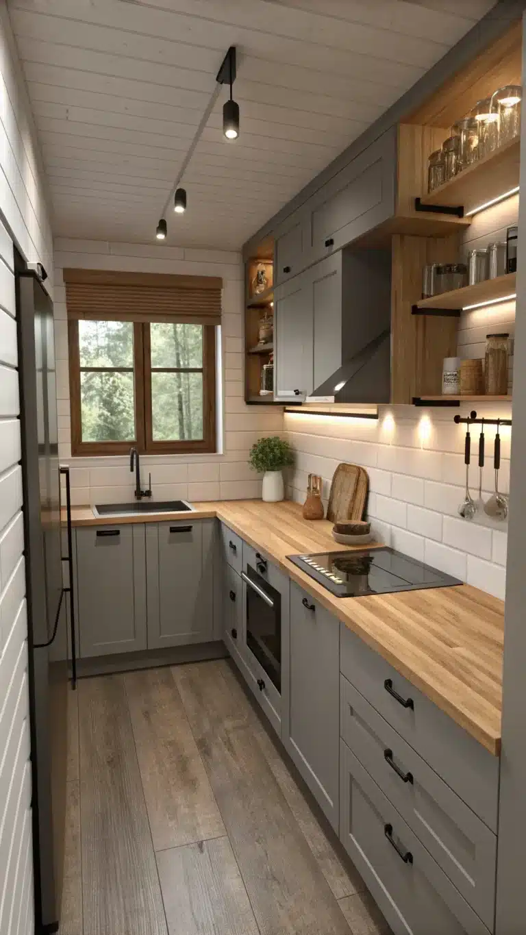 how to design a small kitchen with butcher block c