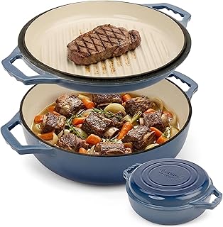 2-in-1 Enameled Cast Iron Braiser Pan