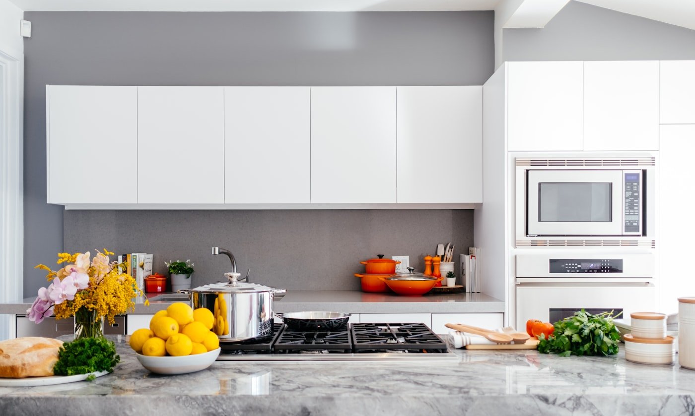 kitchen counter food preparation